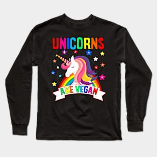 Vegan Shirt Unicorns Are Vegan Magical Rainbow Stars T shirt Long Sleeve T-Shirt